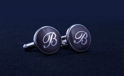 Silver/Black Round Cufflinks