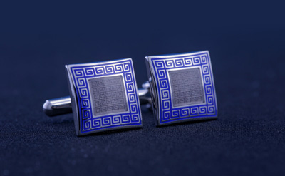 Silver/Black Designed Square Cufflinks