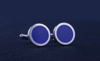 Silver/Blue Round Cufflinks