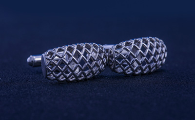 Silver Designed Oval Cufflinks