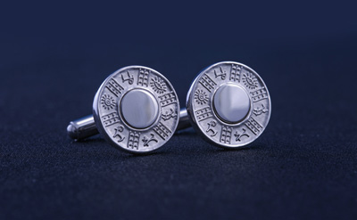 Silver Designed Round Cufflinks