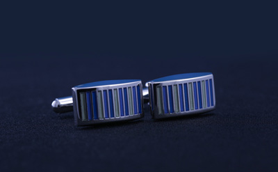 Silver/Blue Rectangle Cufflinks